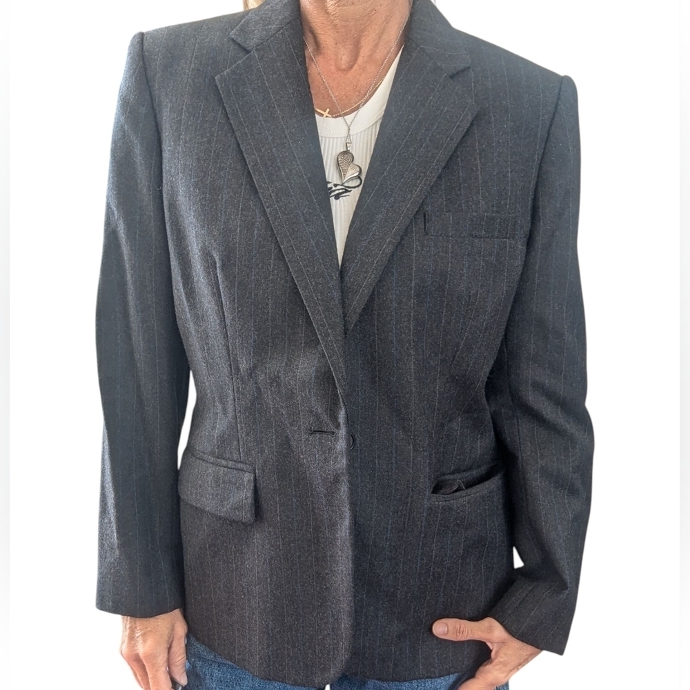 Vintage Lauren Ralph Lauren Wool Pinstripe Blazer Petite 10P